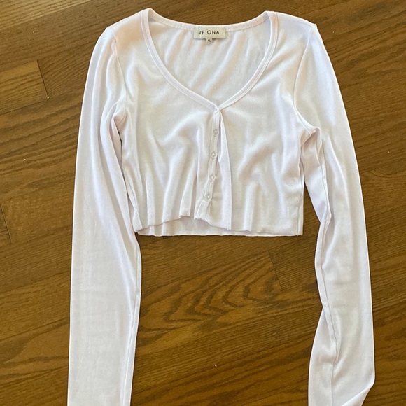 Re Ona Ribbed Button Up Cardi White - Picture 5 of 6